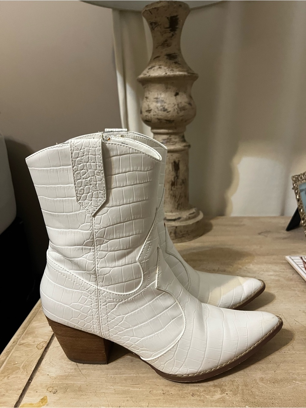 Coconuts by Matisse White Croc-Embossed Western Ankle Boots